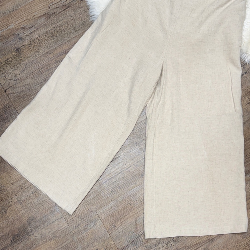 Maeve by Anthropologie Linen-Blend Wide Leg Jumpsuit in Beige size 8 - Picture 6 of 10